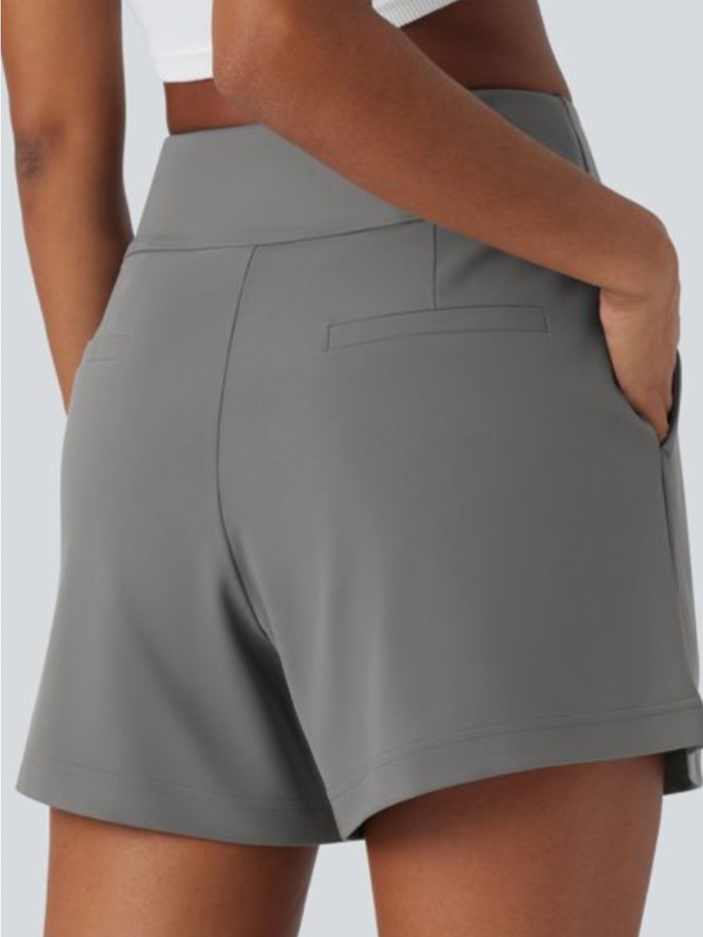HALARA DayStretch High-Waisted Work Baggy Shorts 4inch Deep Red Gray
